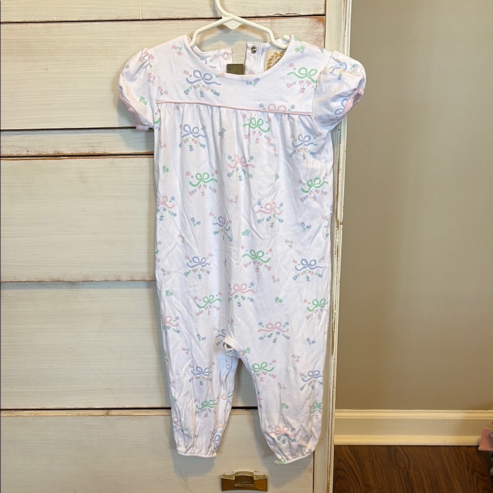 White Baby Romper with Pastel Bows